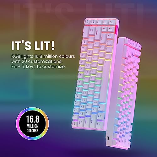 Portronics Hydra 10 Mechanical Wireless Gaming Keyboard with Bluetooth 50 and 24 GHz, RGB Lights 168 Million Colors