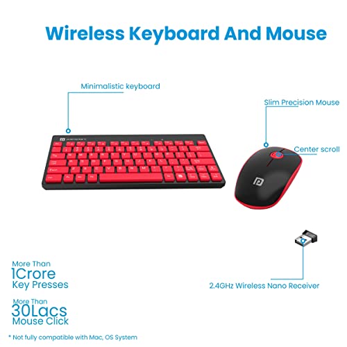 Portronics Key2 Combo Multimedia USB Wireless Keyboard and Mouse Set with 24 GHz Wireless Technology