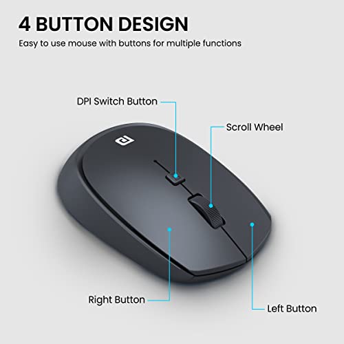 Portronics Toad 23 Wireless Optical Mouse with 24GHz, USB Nano Dongle, Optical Orientation, Click Wheel, Adjustable DPI