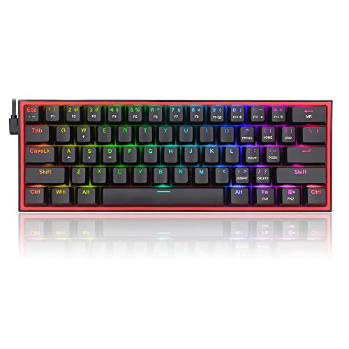 Redragon K617 Fizz 60 percentage Wired RGB Gaming Keyboard, 61 Keys Compact Mechanical Keyboard