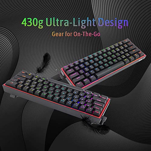 Redragon K617 Fizz 60 percentage Wired RGB Gaming Keyboard, 61 Keys Compact Mechanical Keyboard