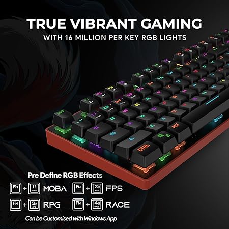 EvoFox Katana Pro RGB Mechanical Keyboard with Silent Outemu Red Switches