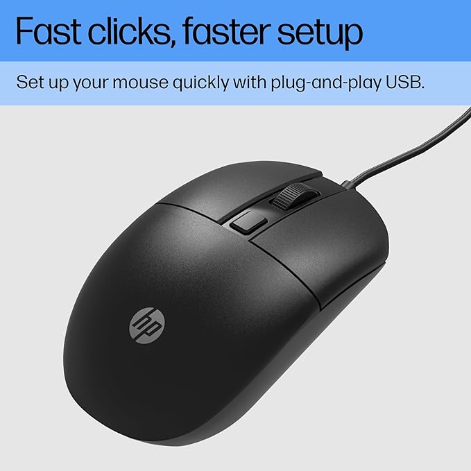 HP M070 Ergonomic Wired Mouse with 15M USB Cable