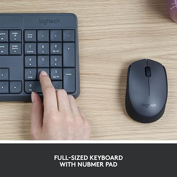 Logitech Mk235 Wireless Keyboard And Mouse Set For Windows | Black