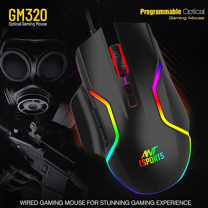 Ant Esports GM320 12800 DPI RGB Optical Wired Gaming Mouse
