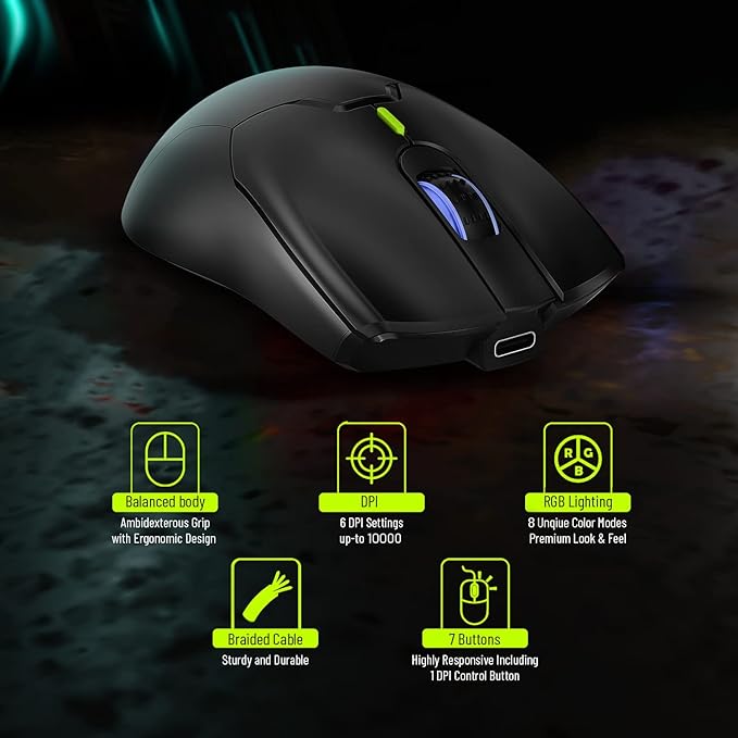 Archer Tech Lab Recurve 600 1000 DPI Wireless Gaming Mouse
