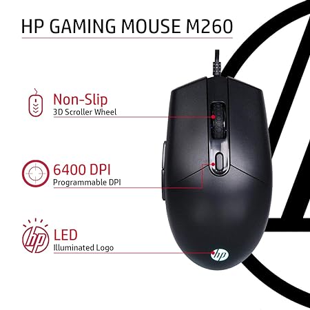 HP M260 6400 DPI RGB Backlighting Wired Gaming Mouse