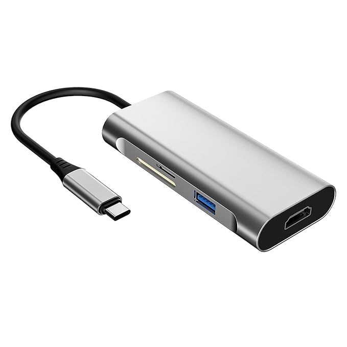 Amazon Basics Usb-C Hub Dock 7-In-1 With 4K 30Hz Hdcp Compliant | Aluminium Type C Adapter With 4K Hdmi Port | Usb 3.0 Port | Grey