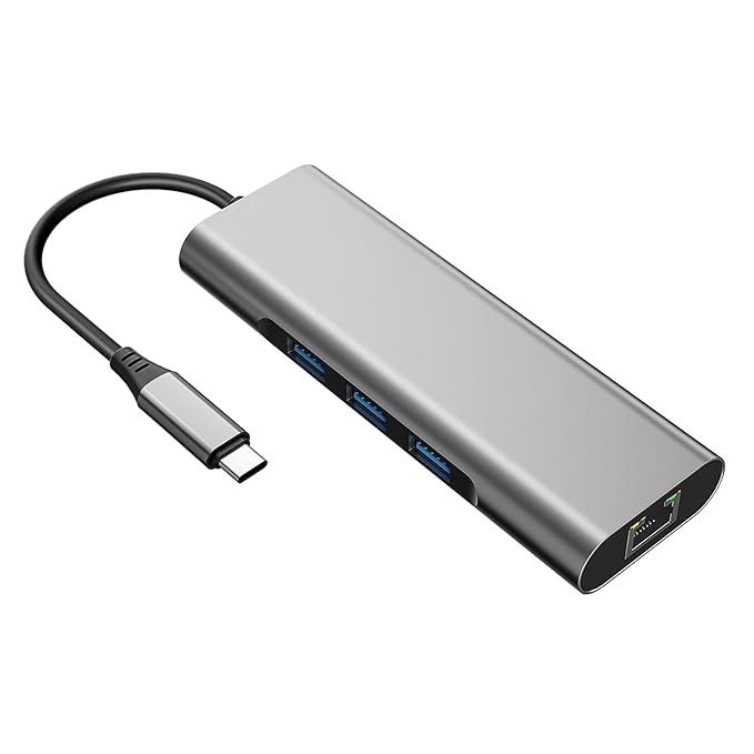 Amazon Basics Usb-C Hub Dock 9-In-1 Aluminium Type-C Adapter With 4K Hdmi | Ethernet 1000Mbps Port | 3 Usb 3.0 | Grey