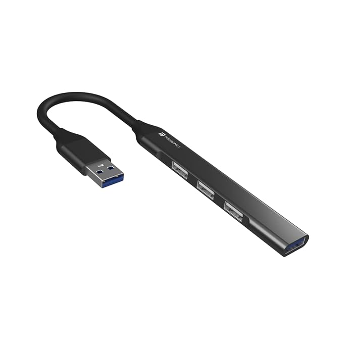Portronics Mport 31 Usb Hub (4-In-1 | Multiport Adapter With 1 X Usb 3.0 &3 X Usb 2.0 Ports | Up To 5 Gbps High Speed Data Transfer For Laptop/Pc | Grey