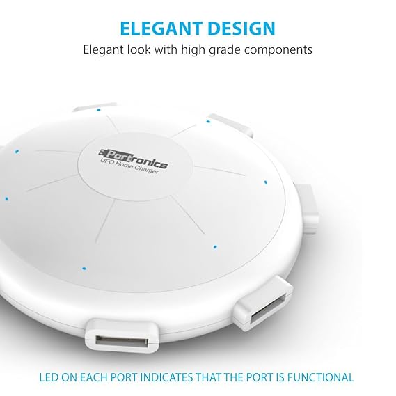 Portronics Por 343 Ufo Usb Home Charger 6 Ports 8A Charging Station For Smartphones And Tablets | White