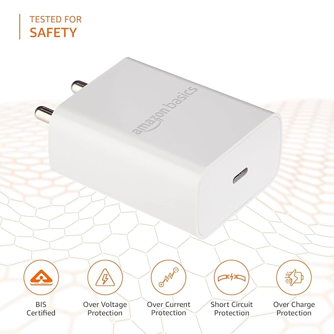 Amazon Basics 25W Type-C Fast Charging Adapter Without Cable
