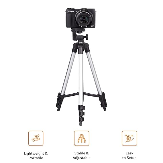 Amazon Basics 3110 Aluminium Lightweight Tripod with Mobile Phone Holder