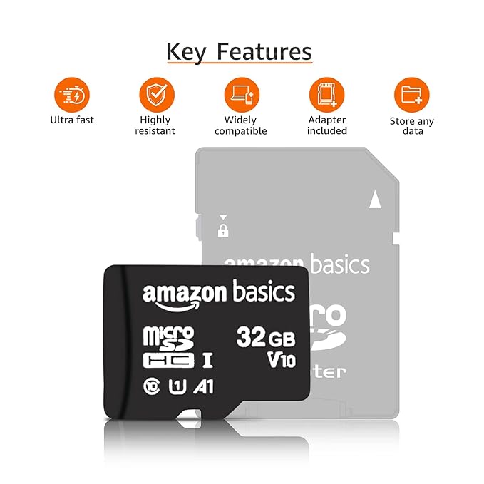 Amazon Basics 32GB MicroSDHC Memory Card with Adapter