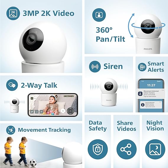 Philips 3MP Wi-Fi CCTV HSP3500 Indoor 360° Security Camera