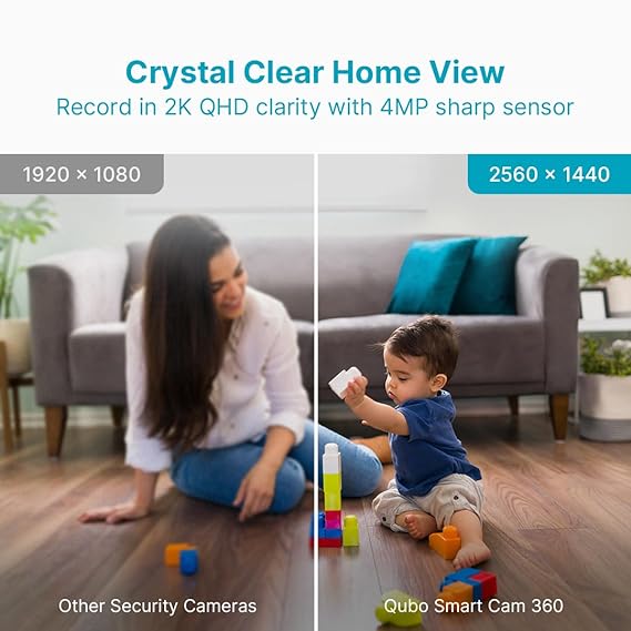 Qubo Smart 360 Ultra 2K 4MP 1440p WiFi Ethernet CCTV Security Camera