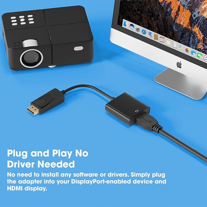 Sounce Display Port to HDMI Adapter, 1080p Display Port DP to HDMI Cable Male