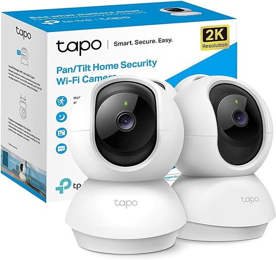 Tapo TP-Link C210P2 360° 3MP Smart Wi-Fi Security Camera, Pack of 2