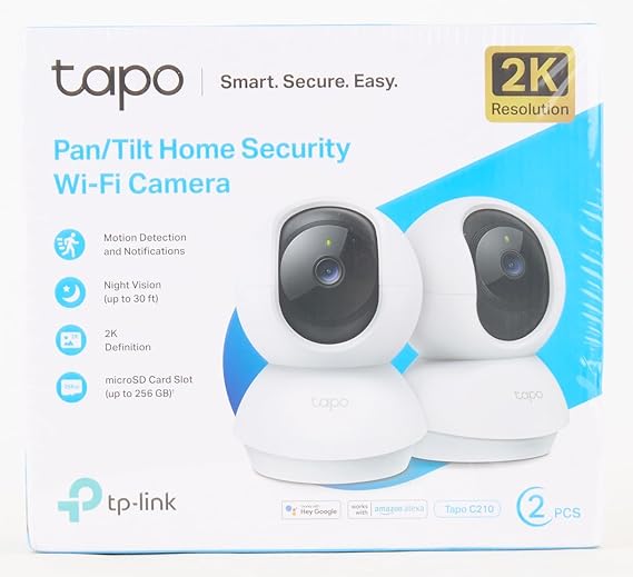 Tapo TP-Link C210P2 360° 3MP Smart Wi-Fi Security Camera, Pack of 2
