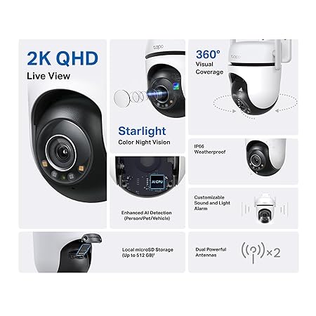 Tapo TP-Link C520WS 2K QHD 4MP Security Smart Wi-Fi Camera, White