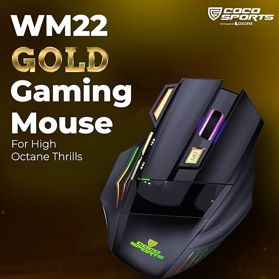 Coconut WM22 Gold Wireless Gaming Mouse 500 mAh Rechargeable Battery
