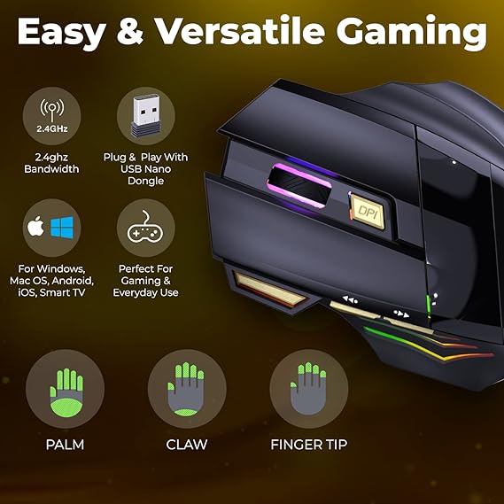 Coconut WM22 Gold Wireless Gaming Mouse 500 mAh Rechargeable Battery