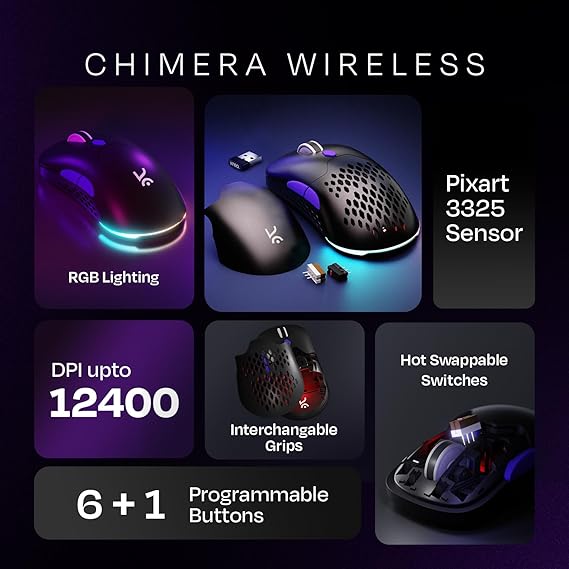 Kreo Chimera RGB USB Wired Gaming Mouse with Hot-swappable Switches