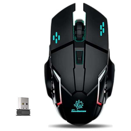 RPM Euro Games USB Wireless Gaming Mouse RGB Lights Rubber Coated Mice