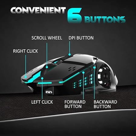 RPM Euro Games USB Wireless Gaming Mouse RGB Lights Rubber Coated Mice