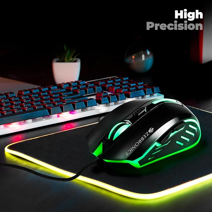 ZEBRONICS Sniper High Precision Wired Gaming Mouse with Multicolor LED Lights