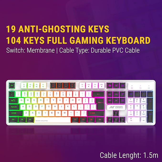 Ant Esports KM1610 Wired LED Keyboard and Mouse Combo