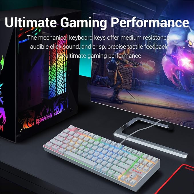 Redragon K552W-RGB 60% Mechanical Gaming Keyboard Compact 87 Key Mechanical Computer