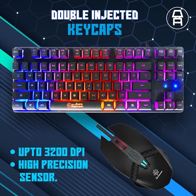 RPM Euro Games Gaming Wired USB Keyboard and Mouse Combo