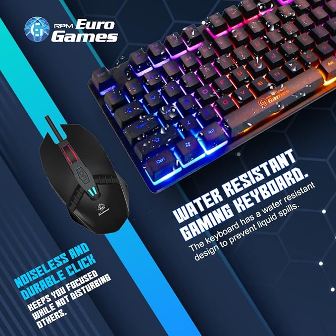 RPM Euro Games Gaming Wired USB Keyboard and Mouse Combo