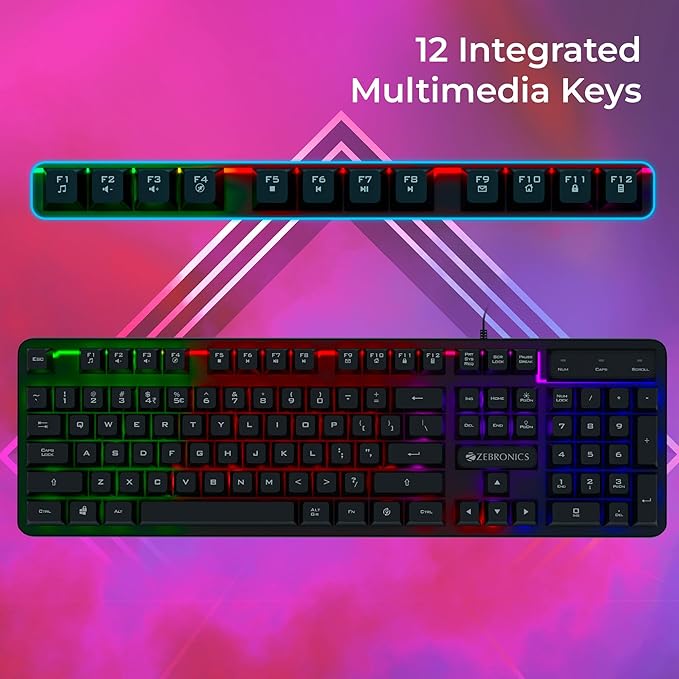 ZEBRONICS Transformer K1 Premium Wired Gaming Keyboard