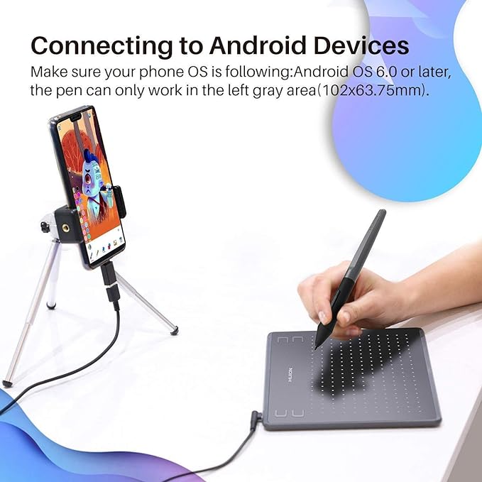 HUION HS64 Graphics Drawing Tablet Battery-Free Stylus Android Windows macOS TWS