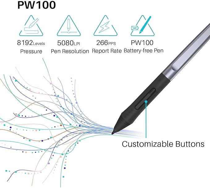 HUION HS64 Graphics Drawing Tablet Battery-Free Stylus Android Windows macOS TWS