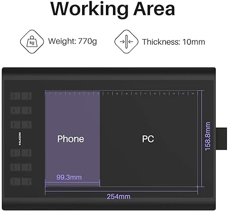HUION Inspiroy H1060P Graphics Drawing Tablet 10 x 6.25 inch TWS Earbuds