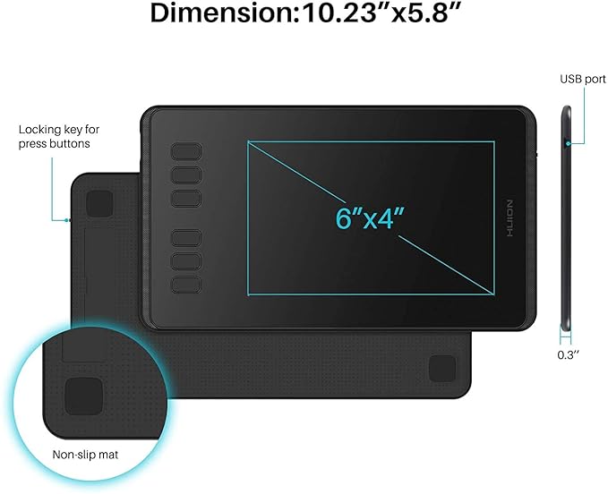 HUION Inspiroy H640P 6*4 inch Graphics Drawing Tablet TWS Earbuds
