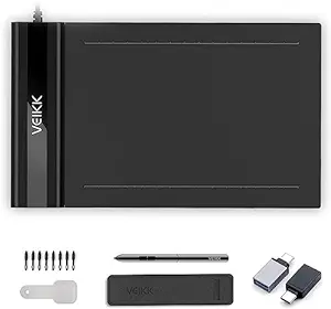 VEIKK S640 V2 Pen Tablet 6 x 4 Inch Graphic Drawing Tablet with Battery Free Passive