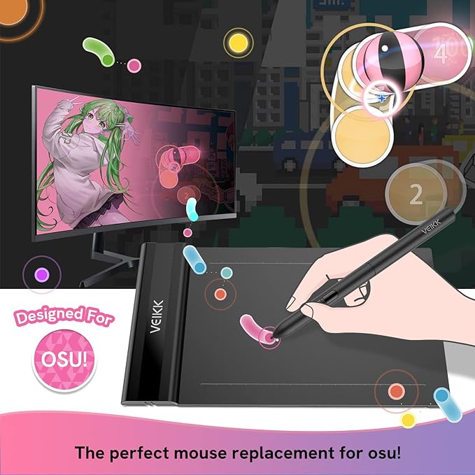 VEIKK S640 V2 Pen Tablet 6 x 4 Inch Graphic Drawing Tablet with Battery Free Passive