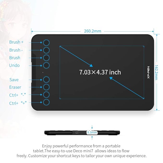 XP PEN XP-PEN Deco Mini 7 Graphics Tablet (7 x 4.37 inches) Pen Tablet with 8192