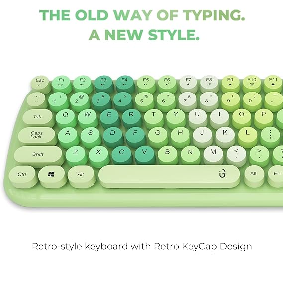 i GEAR KeyBee Retro Typewriter Inspired 2.4GHz Wireless Keyboard with Mouse Combo