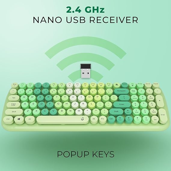 i GEAR KeyBee Retro Typewriter Inspired 2.4GHz Wireless Keyboard with Mouse Combo