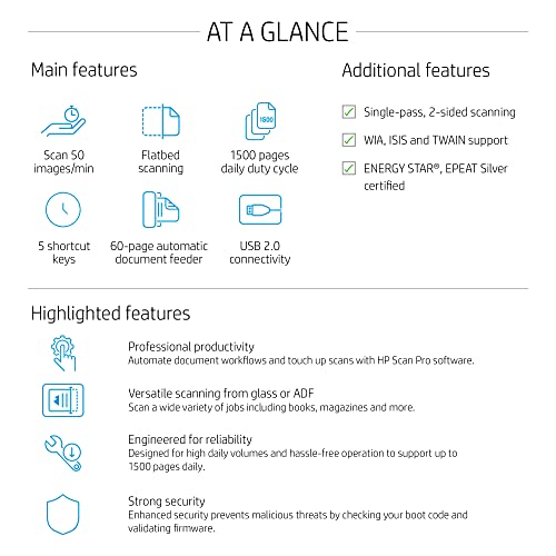 HP ScanJet Pro 2600 f1, Fast 2-Sided scanning and auto Document Feeder