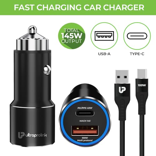 Ultraprolink Mach 145W All Protocol Dual USB Car Charger with 1m Cable UM1160