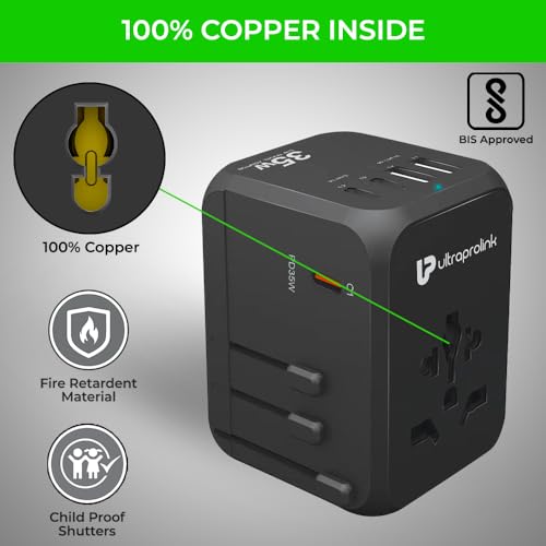 Ultraprolink Travel Mate PD35 World Travel Adapter & 5 USB GaN Charger UM1187