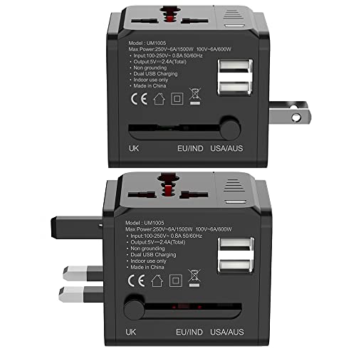 Ultraprolink World Travel Adapter with Dual USB 2.4A/12W UM1005WTA