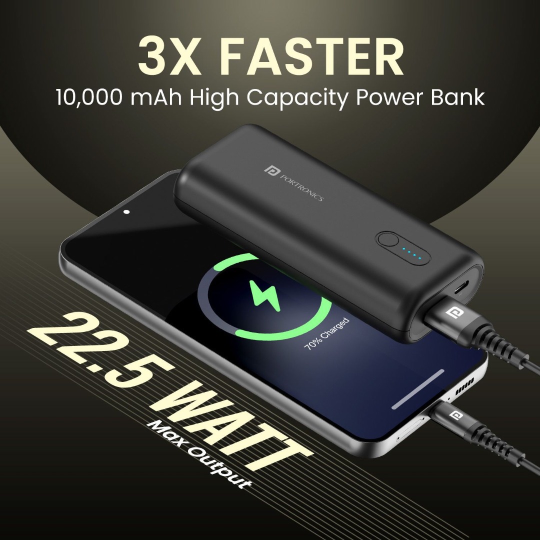 Portronics 10000 mAh 22.5 W Ultra Compact Pocket Size Power Bank