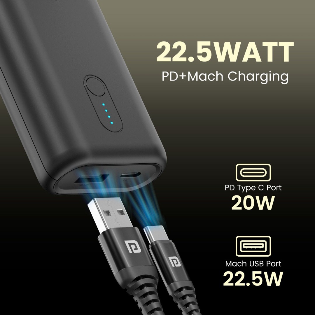 Portronics 10000 mAh 22.5 W Ultra Compact Pocket Size Power Bank